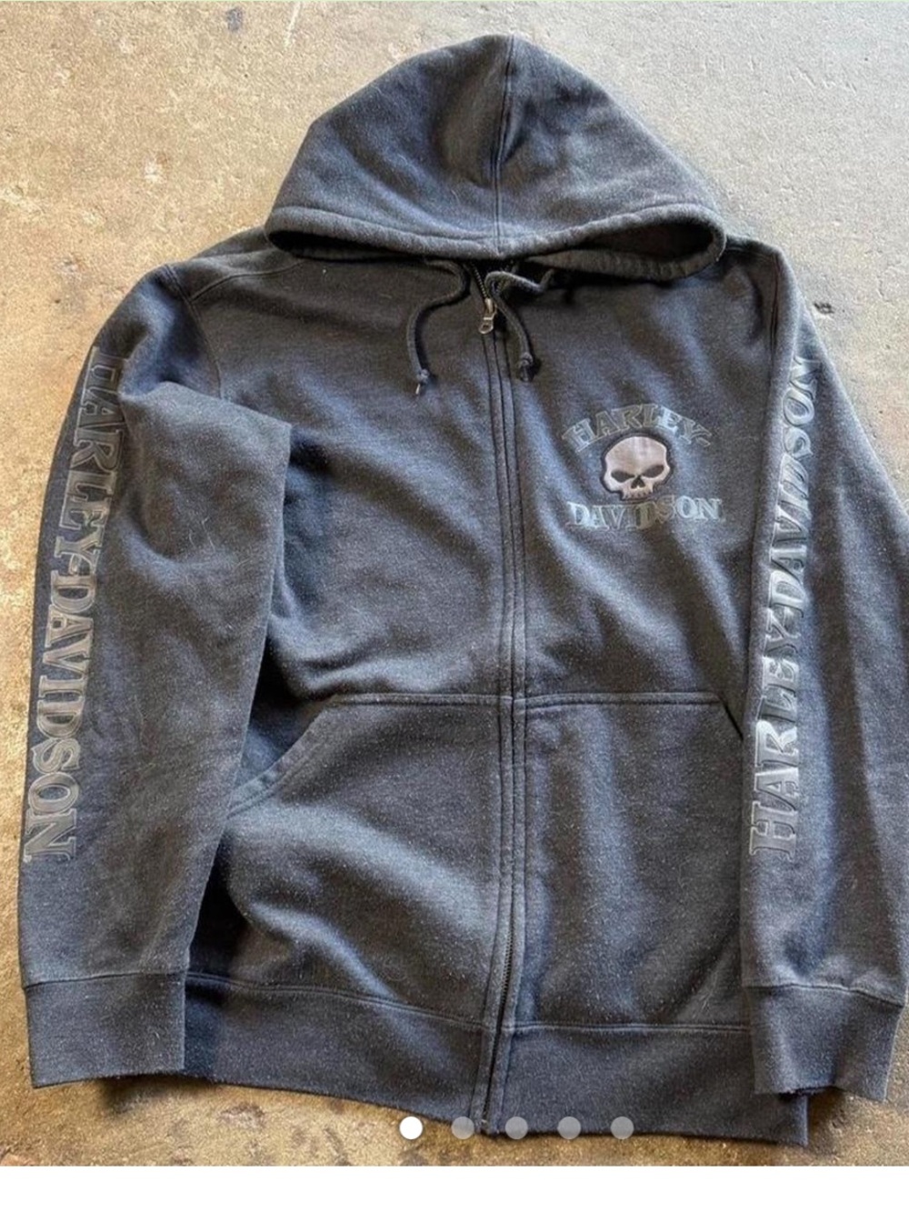 Harley-Davidson Black Zip-Up Hoodie with Subtle Gray Logo